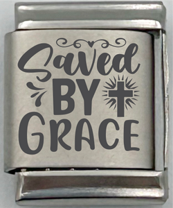 13mm Laser Engraved Charm - Saved by Grace