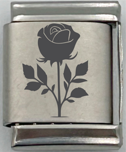 13mm Laser Engraved Charm - Rose