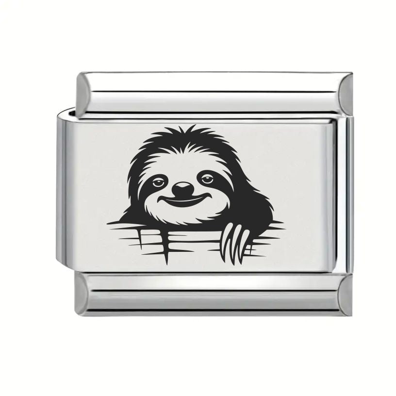9mm Laser Engraved Charm - Sloth