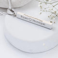 Custom Engraved Cube Bar Pendant and Chain