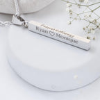 Custom Engraved Cube Bar Pendant and Chain