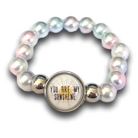 Kid's Pearl Bead Snap Bracelet + Photo Charm (click product to upload photo)