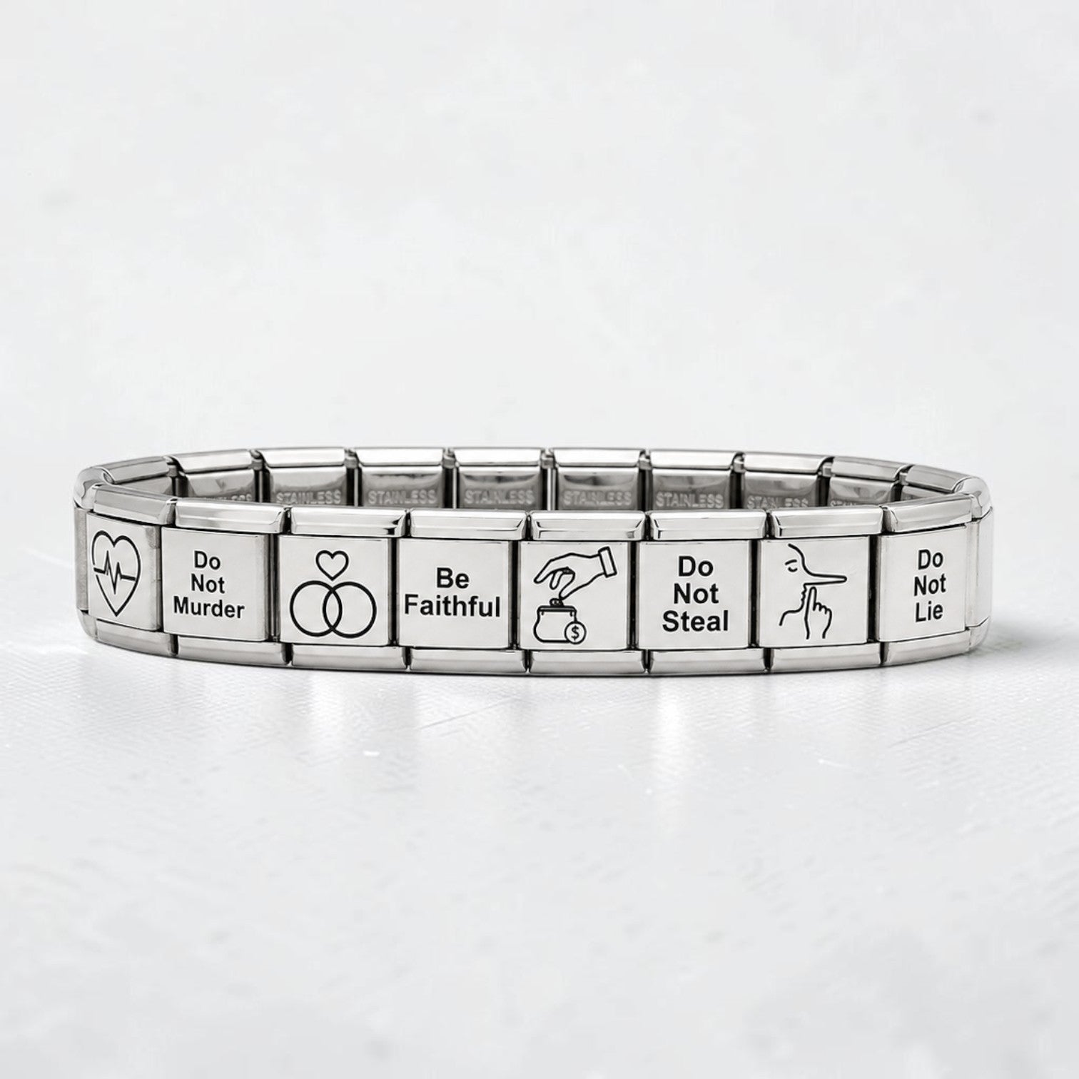 13mm Italian Charm Bracelet - 10 Commandments