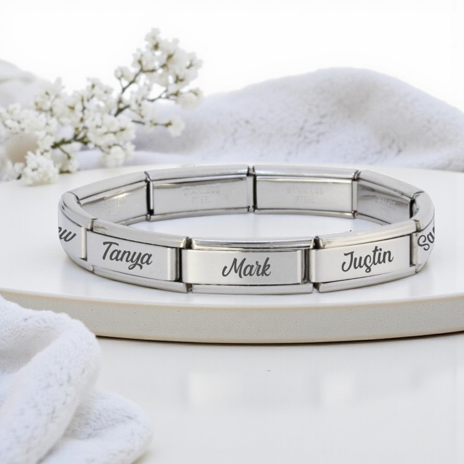 9mm Full Superlink Engraved Italian Charm Bracelet