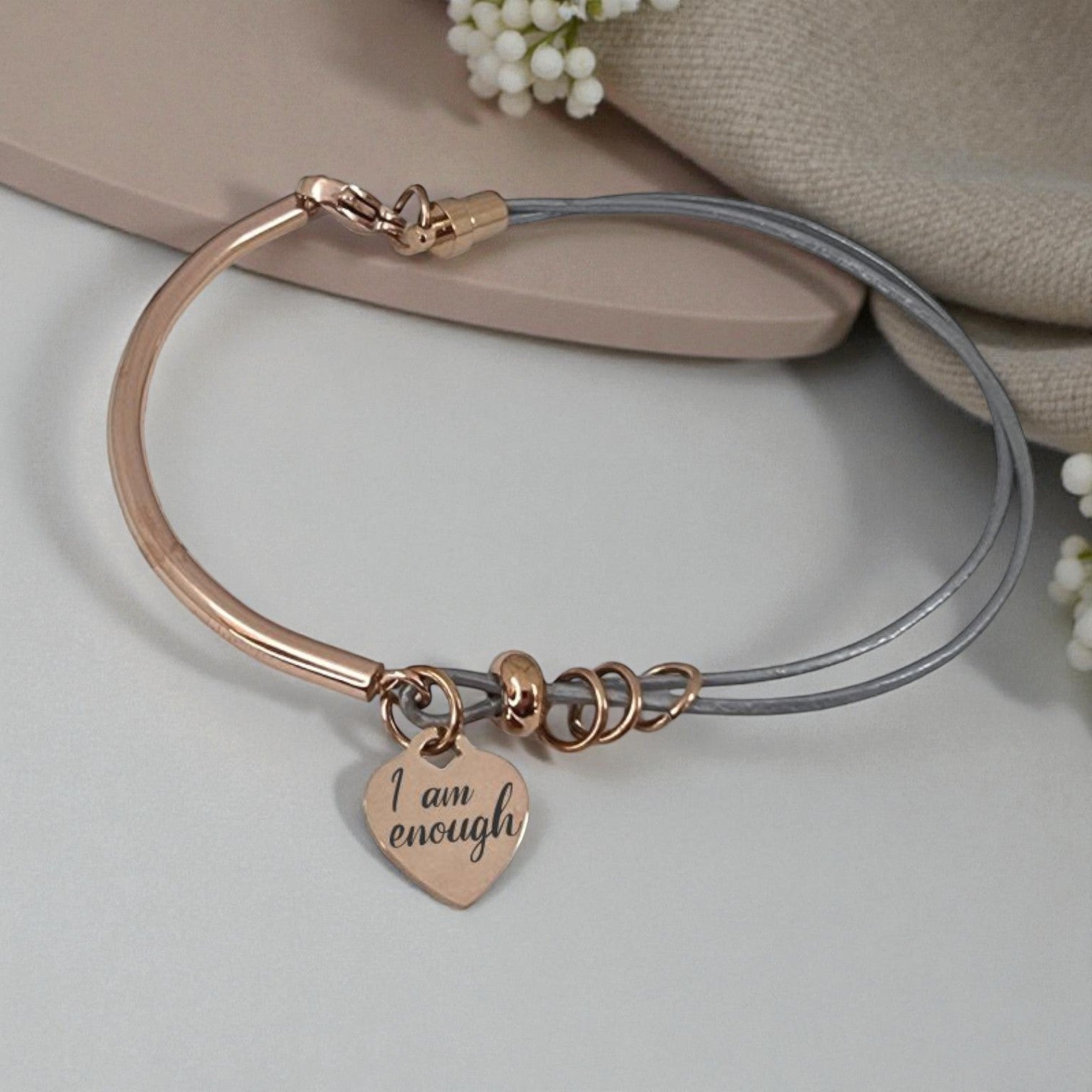 Rose Gold Grey Rope Bracelet