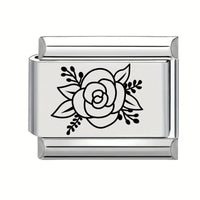 9mm Laser Engraved Charm - Flower 6