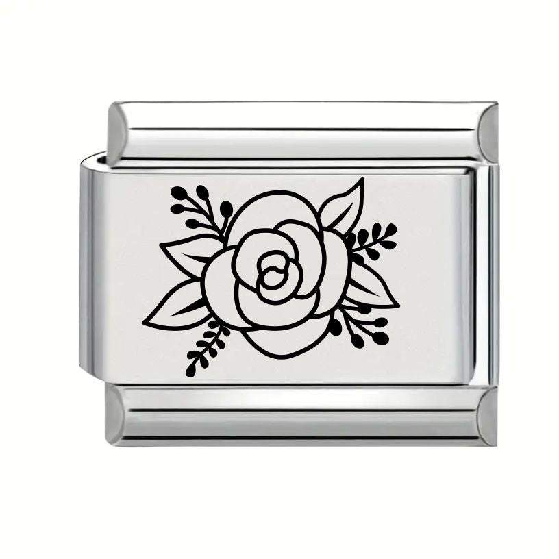 9mm Laser Engraved Charm - Flower 6