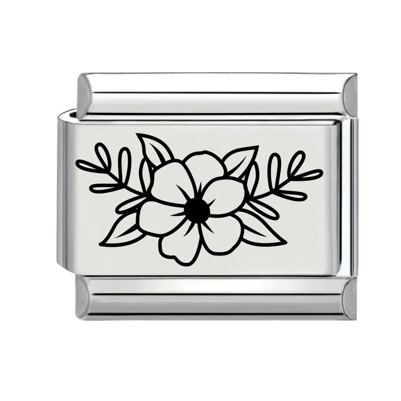 9mm Laser Engraved Charm - Flower 7