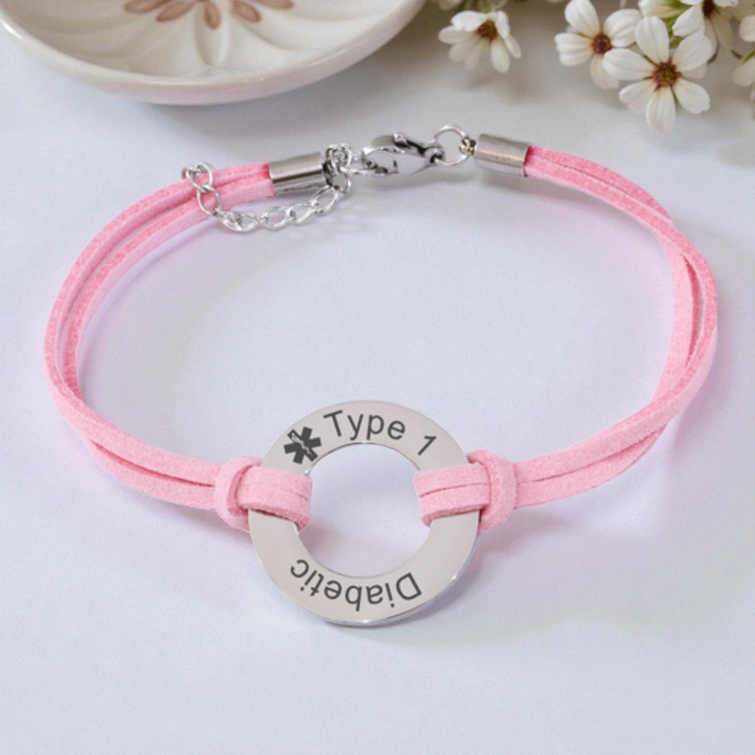 Personalized Engraved Pink Cord Bracelet