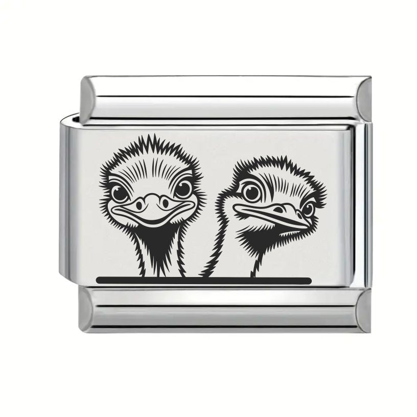 9mm Laser Engraved Charm - Ostrich