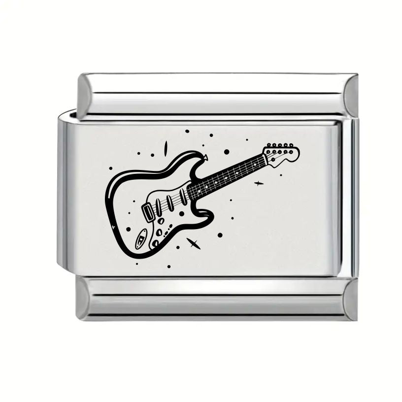 9mm Laser Engraved Charm - Electric Guitar