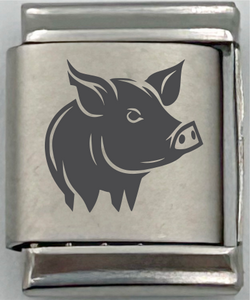 13mm Laser Engraved Charm - Pig