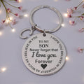 To my Son- Round Engraved Keyring With Letter Charm