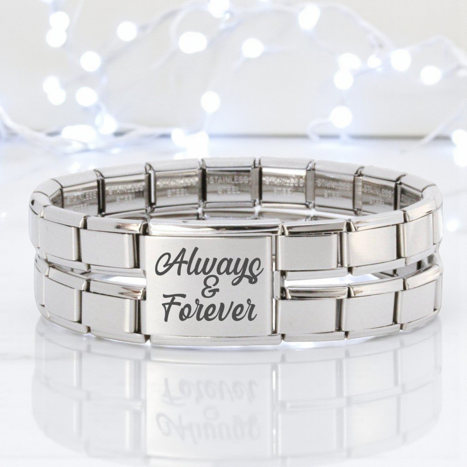 Megalink Engraved Italian Charm Bracelet