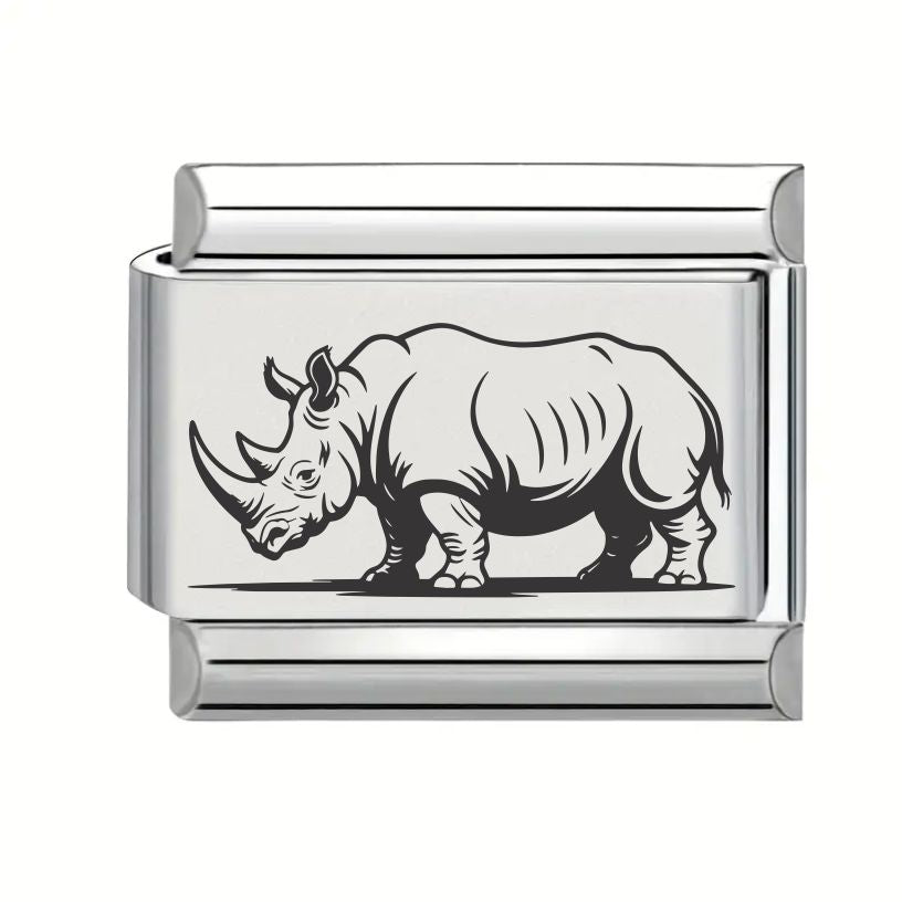 9mm Laser Engraved Charm - Rhino