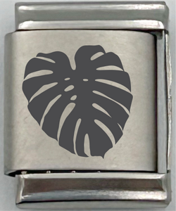 13mm Laser Engraved Charm - Monstera Leaf