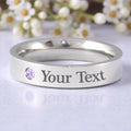 Stainless Steel Engraved Birthstone Ring - June