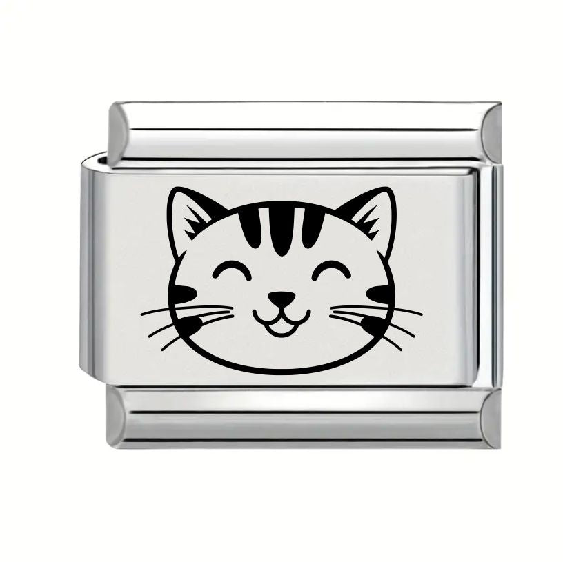 9mm Laser Engraved Charm - Cat Face