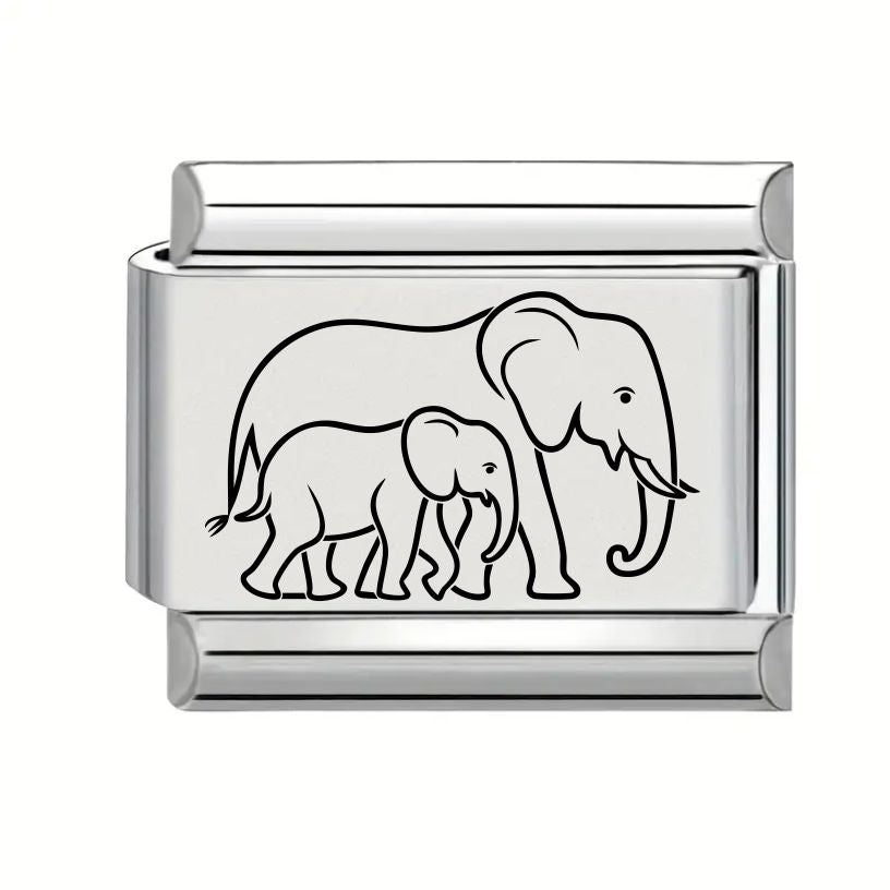 9mm Laser Engraved Charm - Elephants