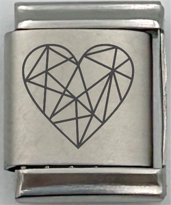 13mm Laser Engraved Charm - Geometric Heart