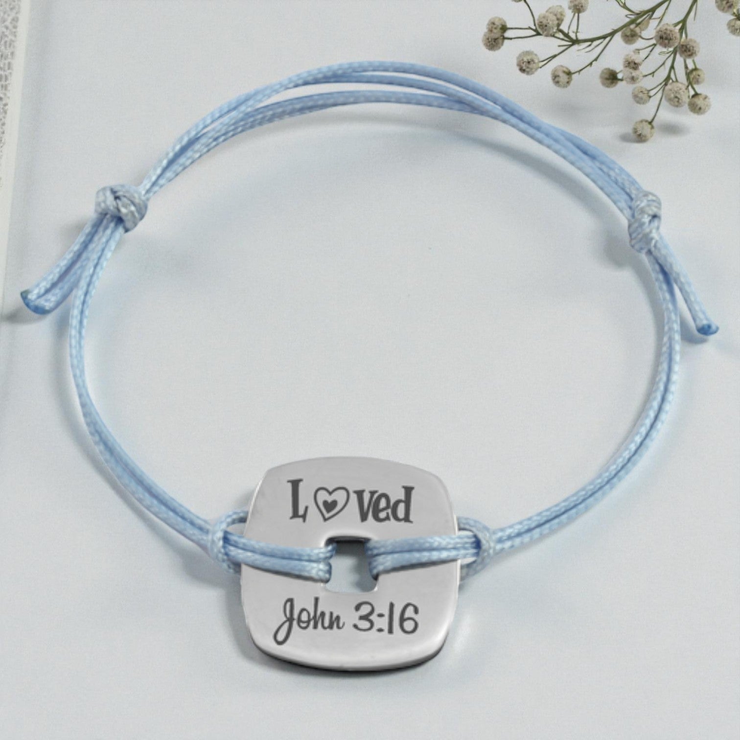 Personalized Engraved Blue Cord Bracelet