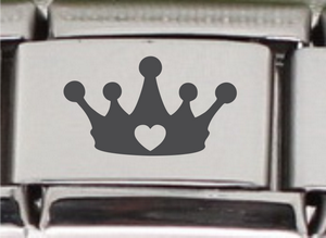 9mm Laser Italian Charm - Princess Crown