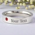 Stainless Steel Engraved Birthstone Ring - July