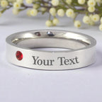 Stainless Steel Engraved Birthstone Ring - July