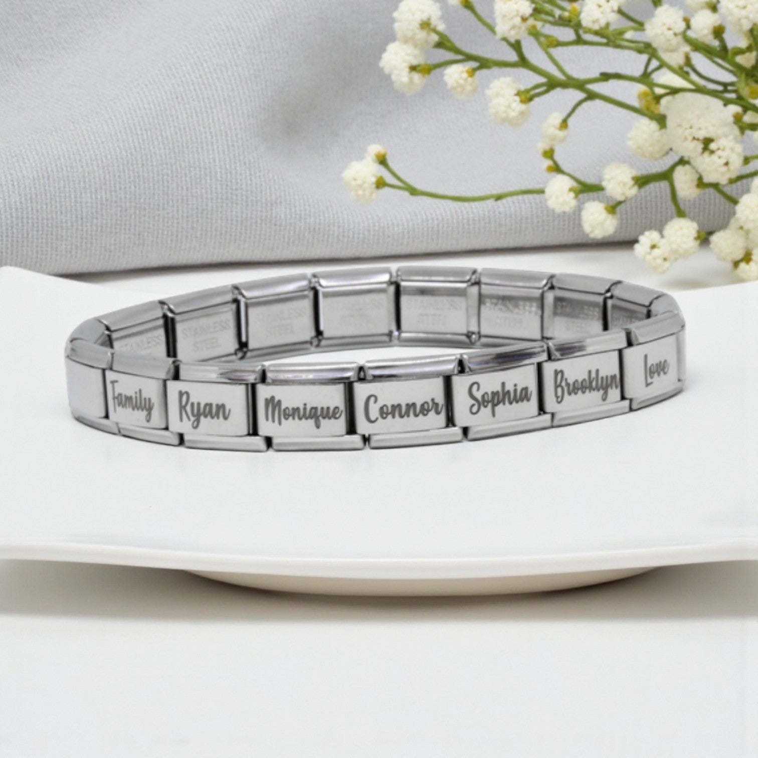 9mm Full Engraved Name Italian Charm Bracelet