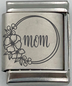 13mm Laser Engraved Charm - Floral Mom