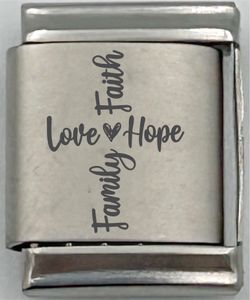 13mm Laser Engraved Charm - Family Love Hope