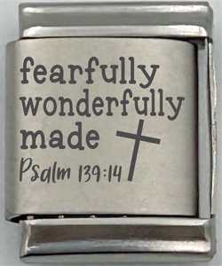 13mm Laser Engraved Charm - Fearfully Wonderfully Made