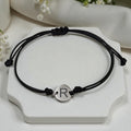 Adjustable Black Cord Bracelet with Small Round Charm