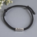 Adjustable Rope Bracelet with Custom Engraved Rectangular Charm
