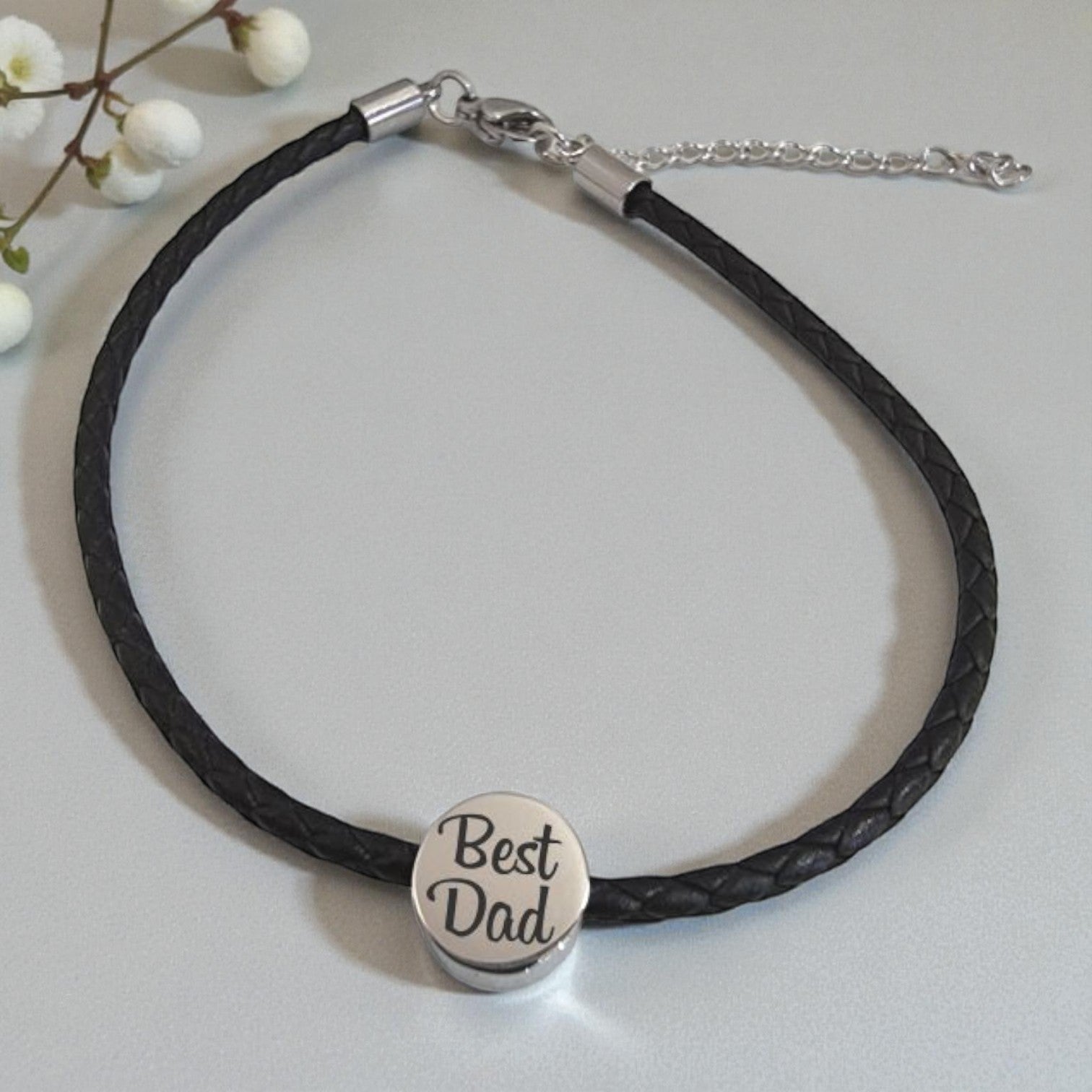 Adjustable Rope Bracelet and Round Charm