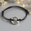 Adjustable Rope Bracelet with Custom Engraved Washer Charm