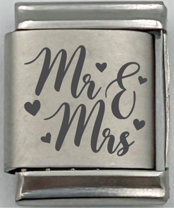 13mm Laser Engraved Charm - Mr Mrs