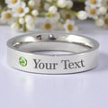 Stainless Steel Engraved Birthstone Ring - August