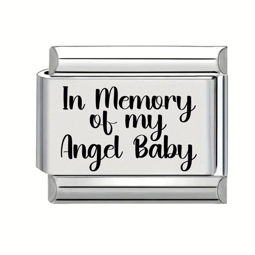 9mm Laser Engraved Charm - In Memory of my Angel Baby