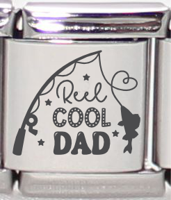 13mm Laser Engraved Charm - Reel Cool Dad