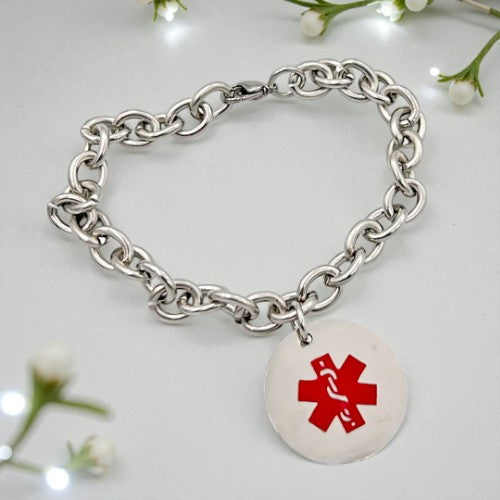 Stainless Steel Medical Alert Chunky Bracelet