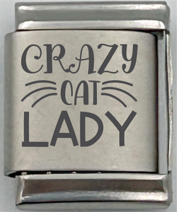 13mm Laser Engraved Charm - Crazy Cat Lady