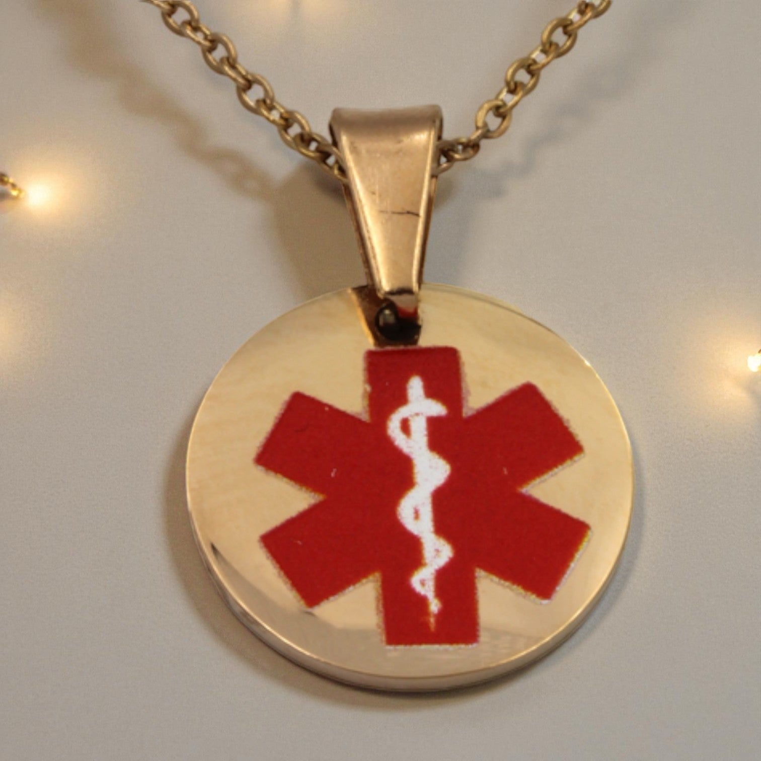 Medical Alert Round Pendant Necklace (More colours available)