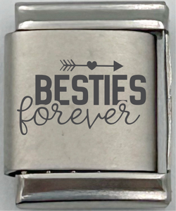 13mm Laser Engraved Charm - Besties Forever