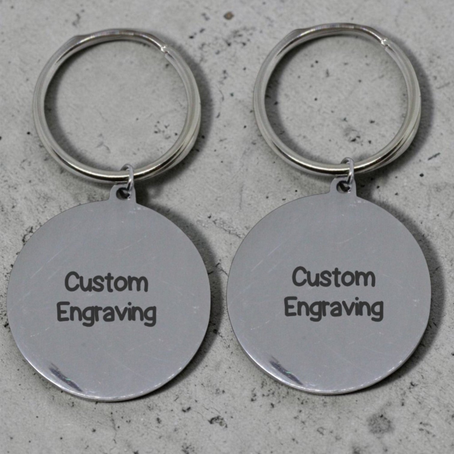 Custom Engraved Round Keyring (front & back)