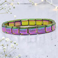 9mm Engraved Name Italian Charm Bracelet (Rainbow)