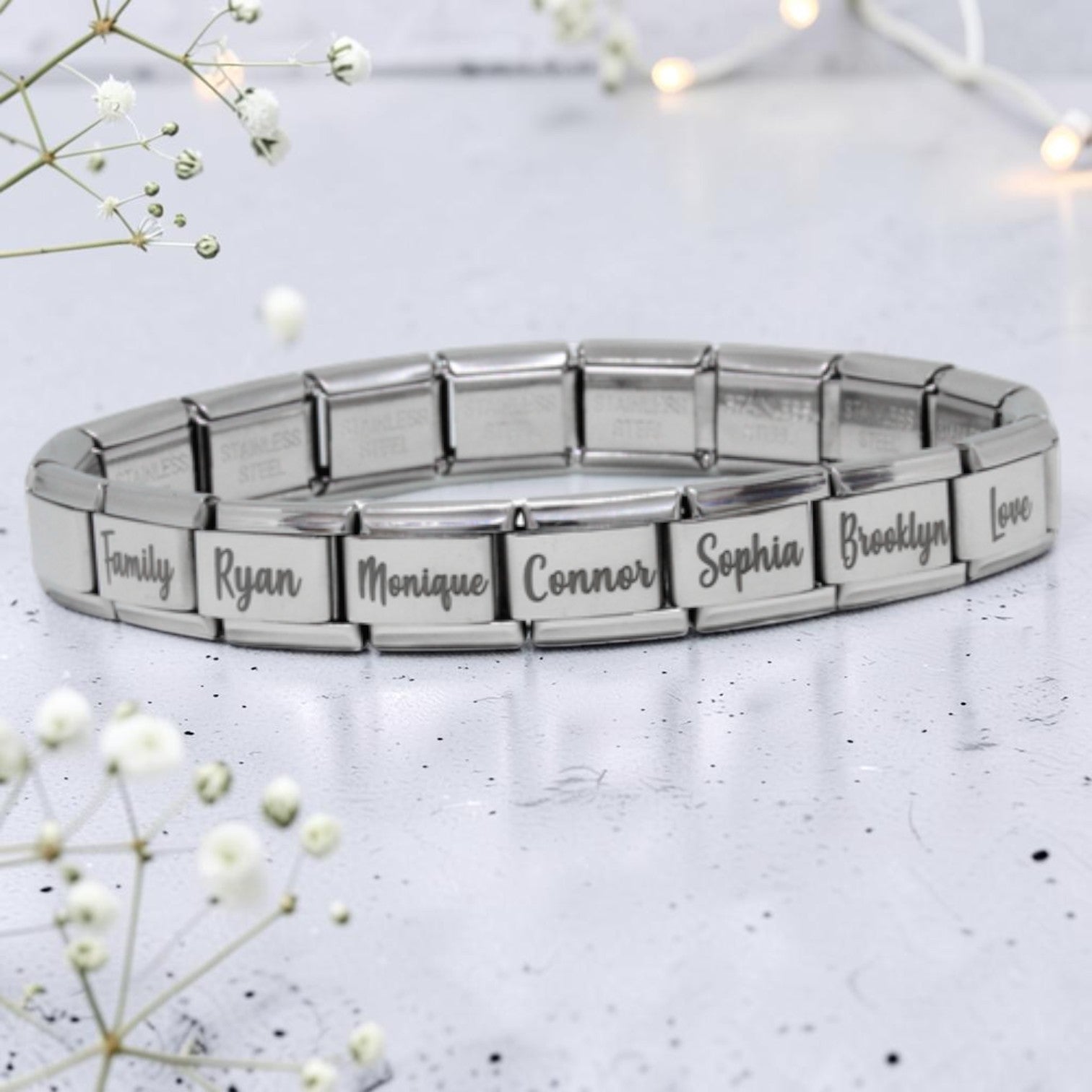9mm Engraved Name Italian Charm Bracelet