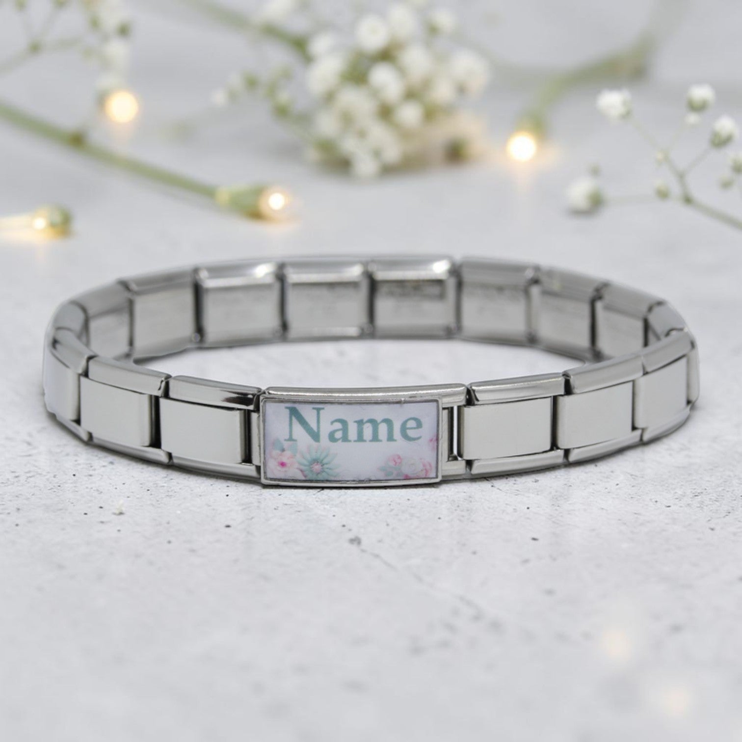 9mm Italian Charm Bracelet + Superlink Name Charm 1 (click to personalize)
