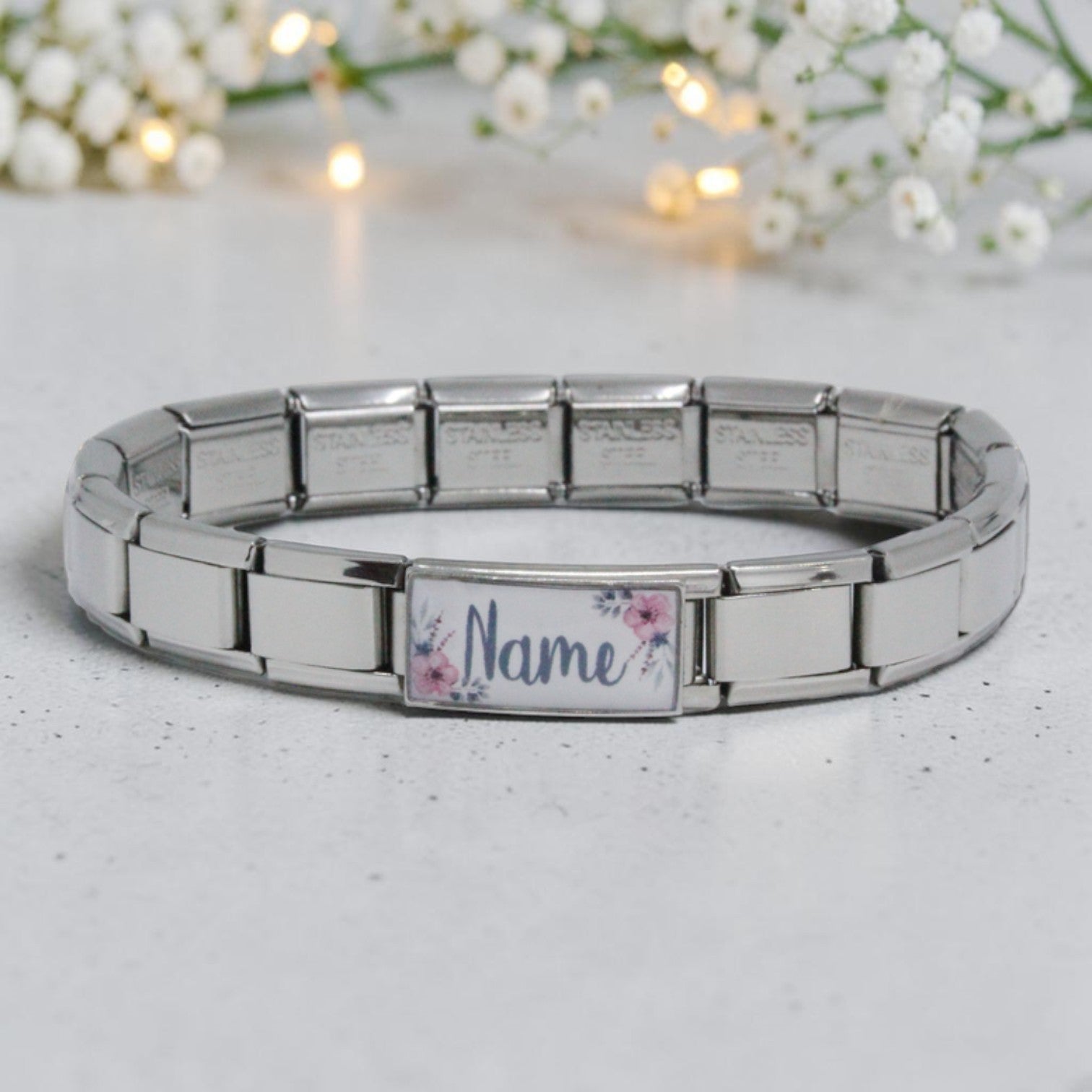 9mm Italian Charm Bracelet + Superlink Name Charm 2 (click to personalize)