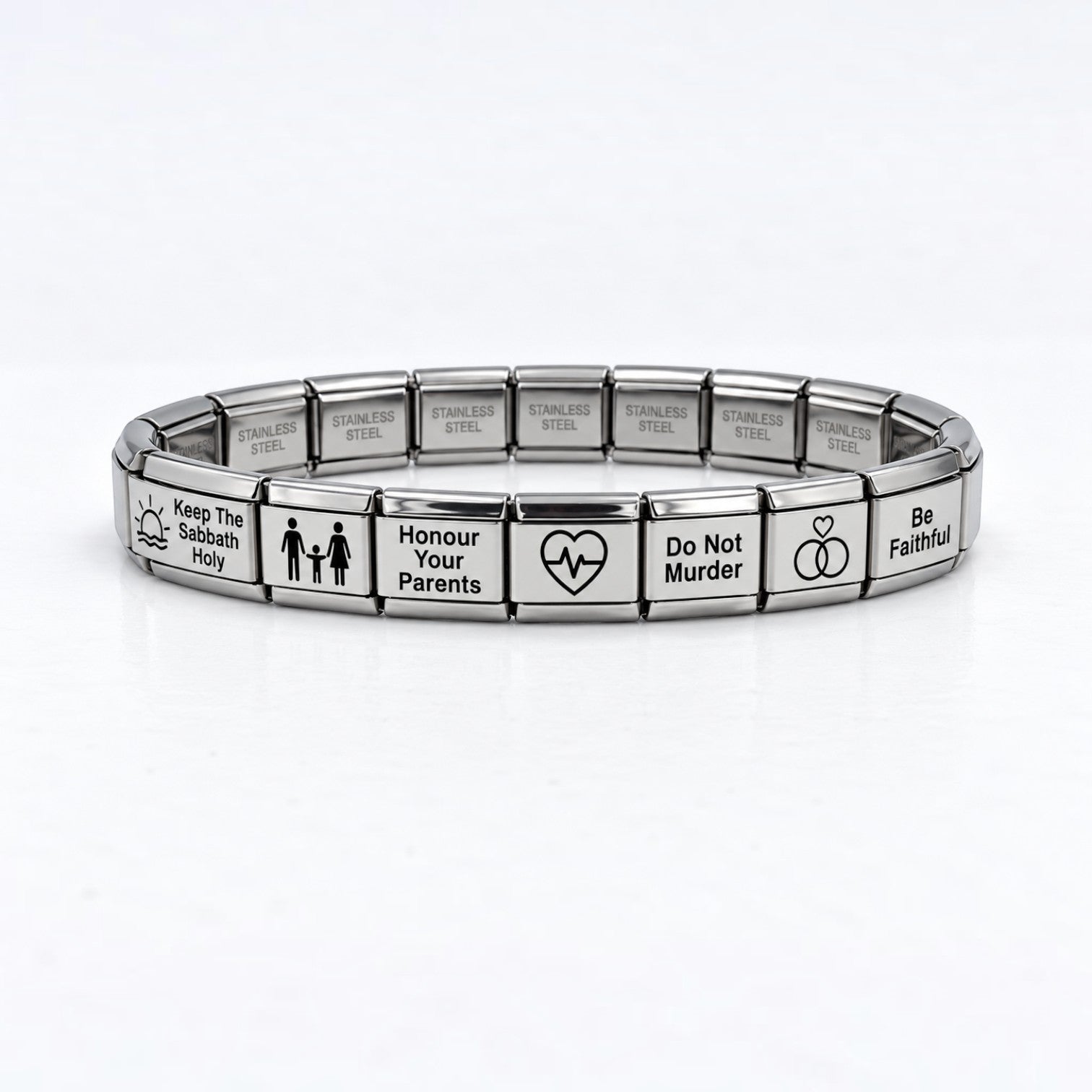 9mm Italian Charm Bracelet - 10 Commandments
